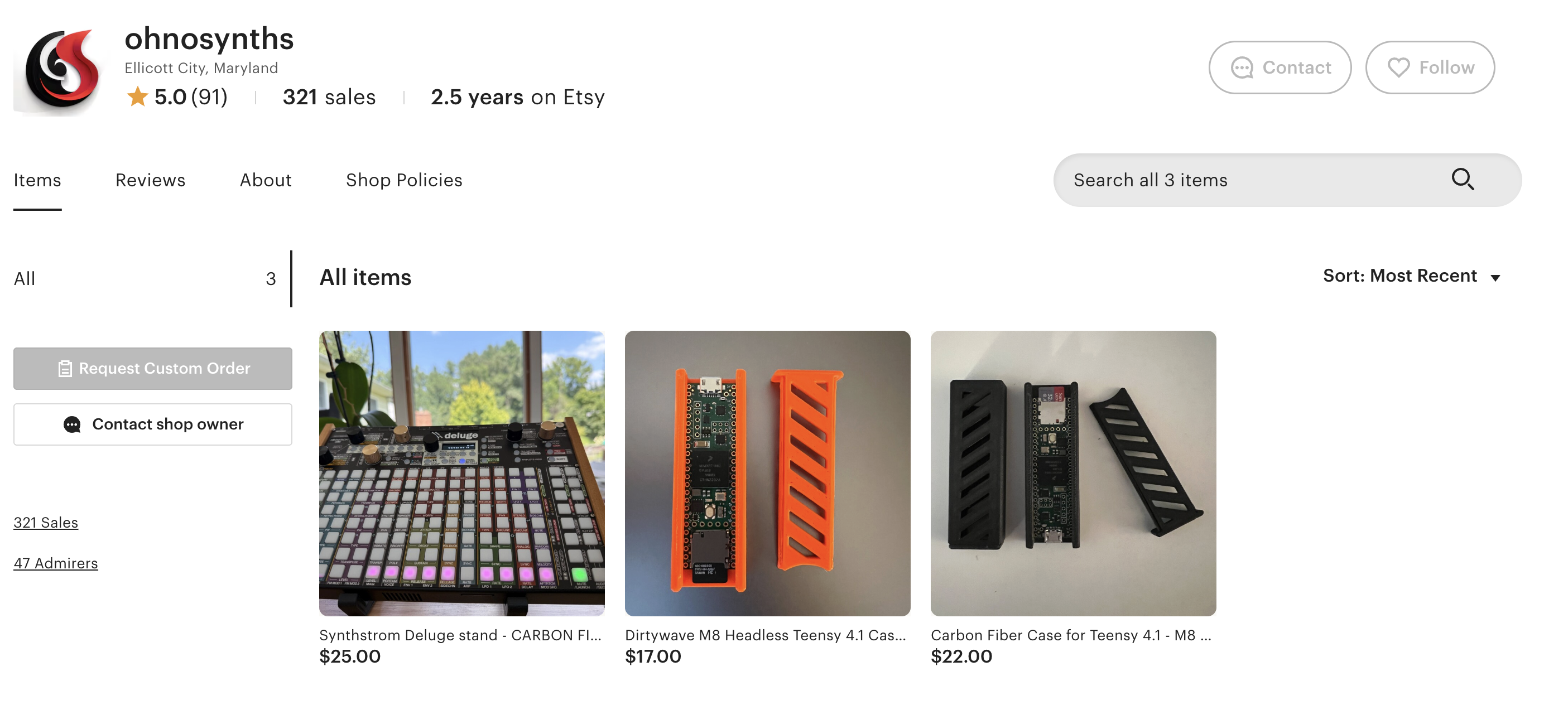 oh no! synths on Etsy